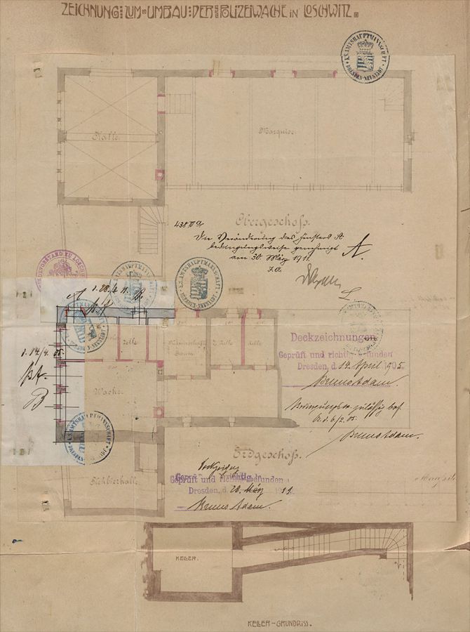 Archivbild Zeichnung Umbau der Polizeiwache