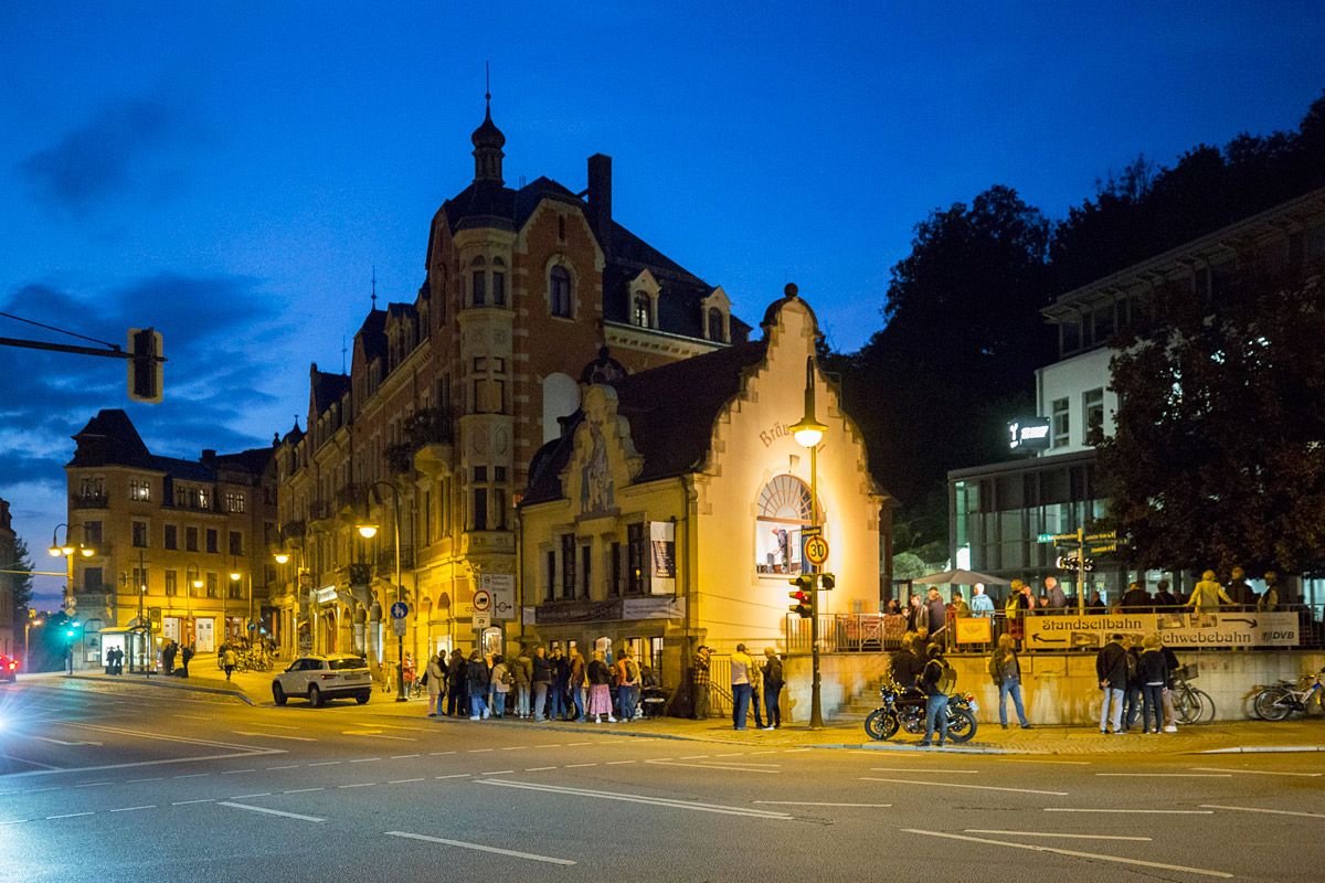 Das Braustübel im Abendlicht, festlich angestrahlt
